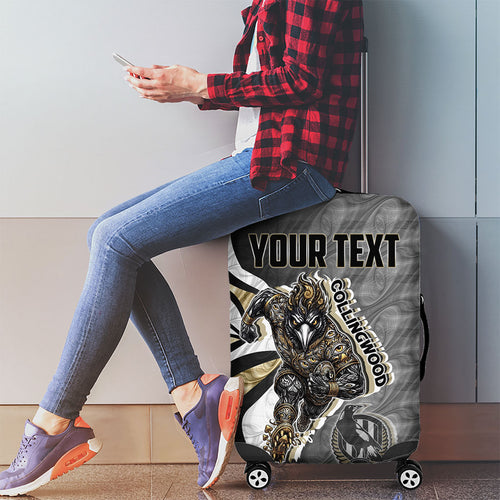 Personalised Collingwood Magpies Luggage Cover Trippy Psychedelic Abstract Art Mascot Football Fans