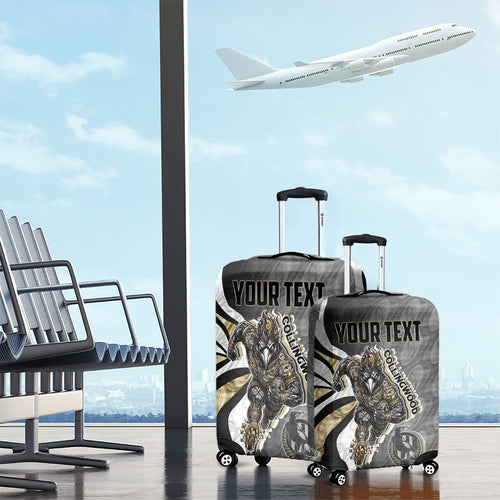 Personalised Collingwood Magpies Luggage Cover Trippy Psychedelic Abstract Art Mascot Football Fans