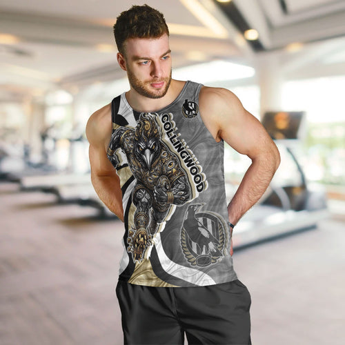 Personalised Collingwood Magpies Men Tank Top Trippy Psychedelic Abstract Art Mascot Football Fans