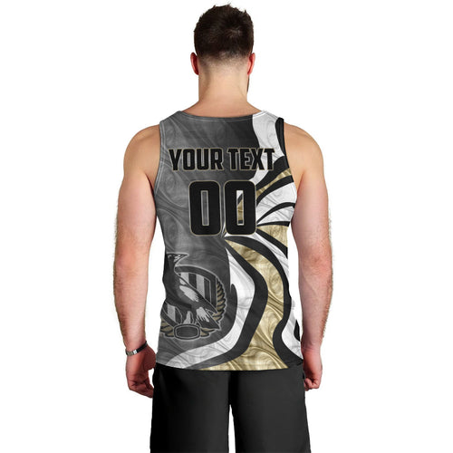 Personalised Collingwood Magpies Men Tank Top Trippy Psychedelic Abstract Art Mascot Football Fans