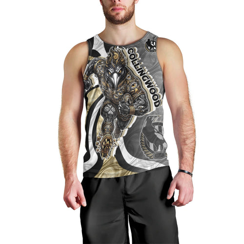 Personalised Collingwood Magpies Men Tank Top Trippy Psychedelic Abstract Art Mascot Football Fans