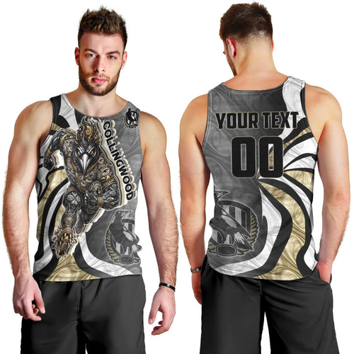 Personalised Collingwood Magpies Men Tank Top Trippy Psychedelic Abstract Art Mascot Football Fans