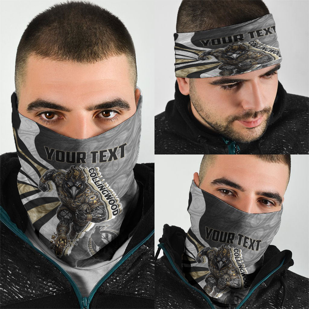 Personalised Collingwood Magpies Neck Gaiter Trippy Psychedelic Abstract Art Mascot Football Fans