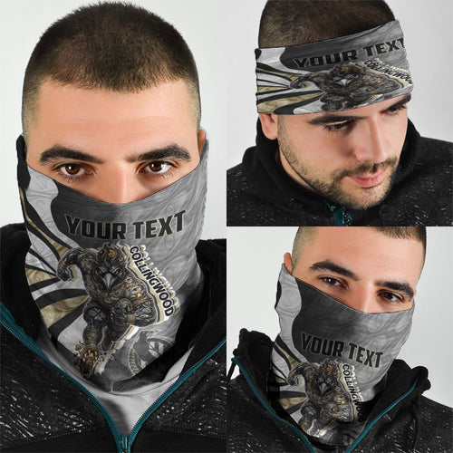 Personalised Collingwood Magpies Neck Gaiter Trippy Psychedelic Abstract Art Mascot Football Fans