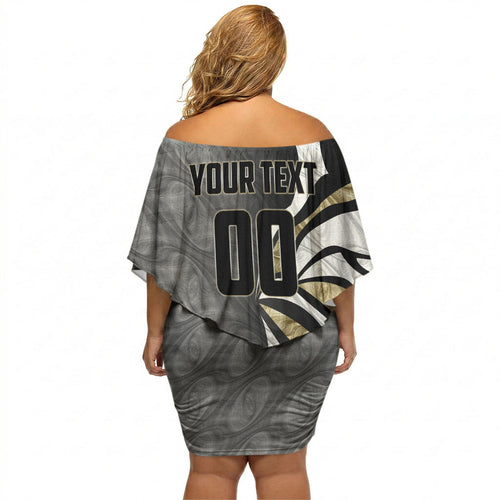 Personalised Collingwood Magpies Off Shoulder Short Dress Trippy Psychedelic Abstract Art Mascot Football Fans