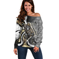 Personalised Collingwood Magpies Off Shoulder Sweater Trippy Psychedelic Abstract Art Mascot Football Fans