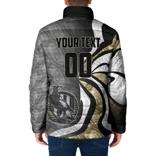 Personalised Collingwood Magpies Padded Jacket Trippy Psychedelic Abstract Art Mascot Football Fans