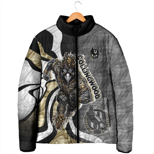 Personalised Collingwood Magpies Padded Jacket Trippy Psychedelic Abstract Art Mascot Football Fans