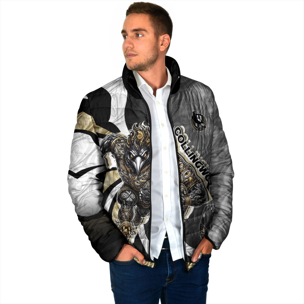 Personalised Collingwood Magpies Padded Jacket Trippy Psychedelic Abstract Art Mascot Football Fans
