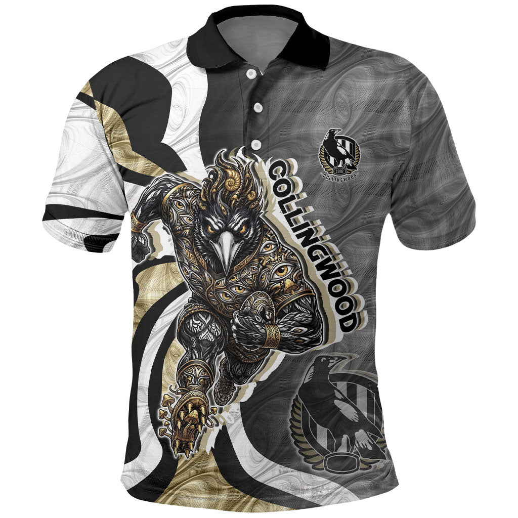 Personalised Collingwood Magpies Polo Shirt Trippy Psychedelic Abstract Art Mascot Football Fans