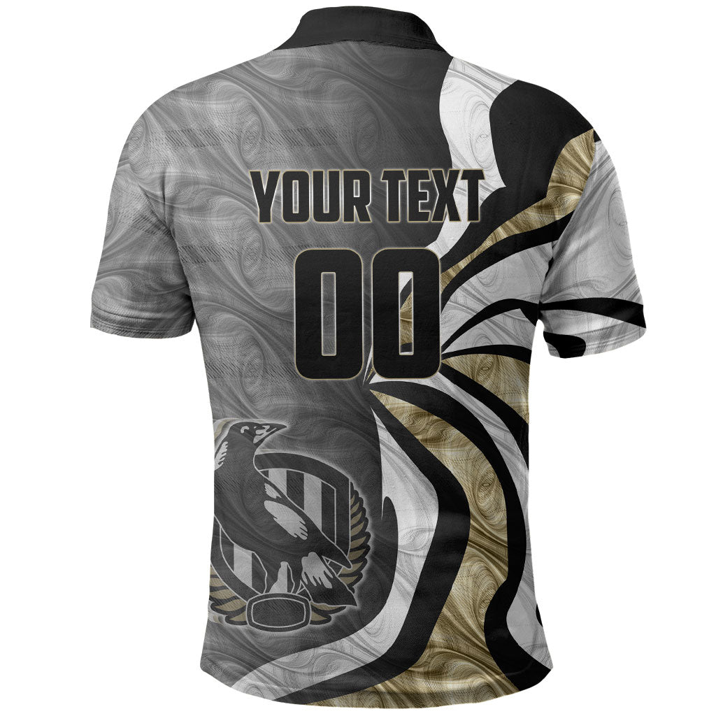 Personalised Collingwood Magpies Polo Shirt Trippy Psychedelic Abstract Art Mascot Football Fans