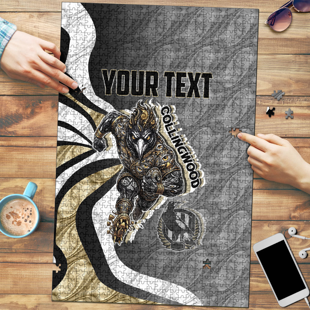 Personalised Collingwood Magpies Puzzle Trippy Psychedelic Abstract Art Mascot Football Fans