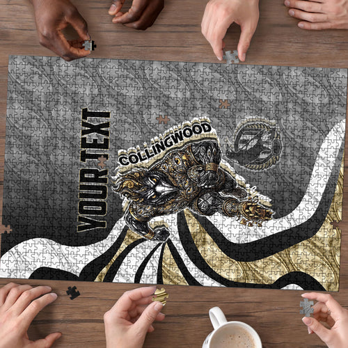 Personalised Collingwood Magpies Puzzle Trippy Psychedelic Abstract Art Mascot Football Fans