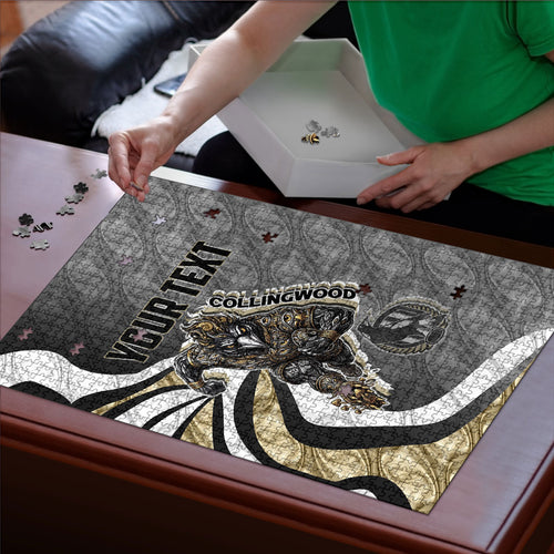 Personalised Collingwood Magpies Puzzle Trippy Psychedelic Abstract Art Mascot Football Fans