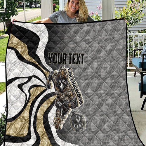 Personalised Collingwood Magpies Quilt Trippy Psychedelic Abstract Art Mascot Football Fans