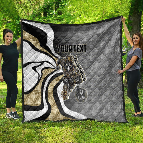 Personalised Collingwood Magpies Quilt Trippy Psychedelic Abstract Art Mascot Football Fans