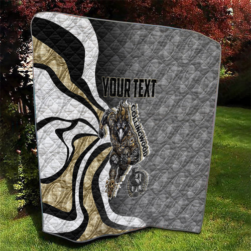 Personalised Collingwood Magpies Quilt Trippy Psychedelic Abstract Art Mascot Football Fans
