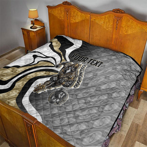 Personalised Collingwood Magpies Quilt Trippy Psychedelic Abstract Art Mascot Football Fans