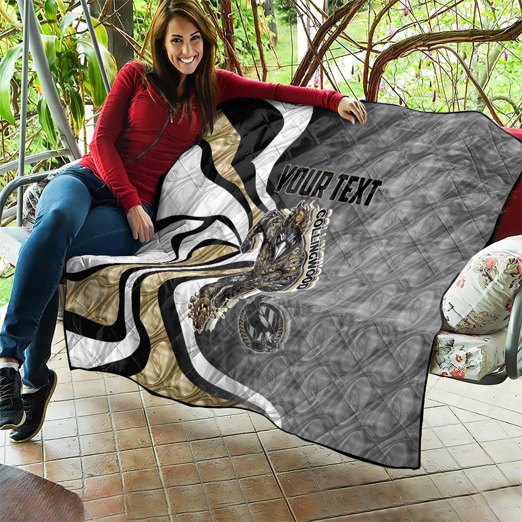 Personalised Collingwood Magpies Quilt Trippy Psychedelic Abstract Art Mascot Football Fans