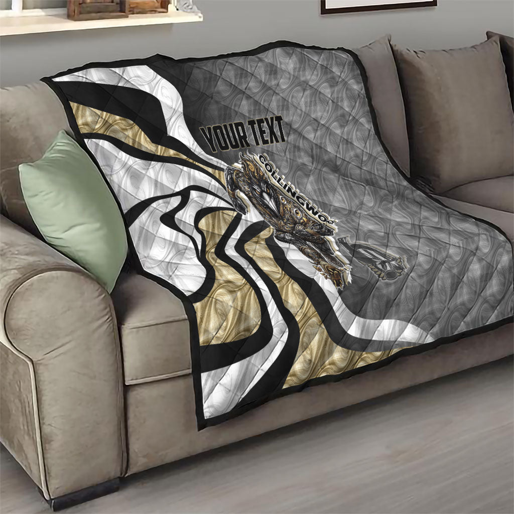 Personalised Collingwood Magpies Quilt Trippy Psychedelic Abstract Art Mascot Football Fans