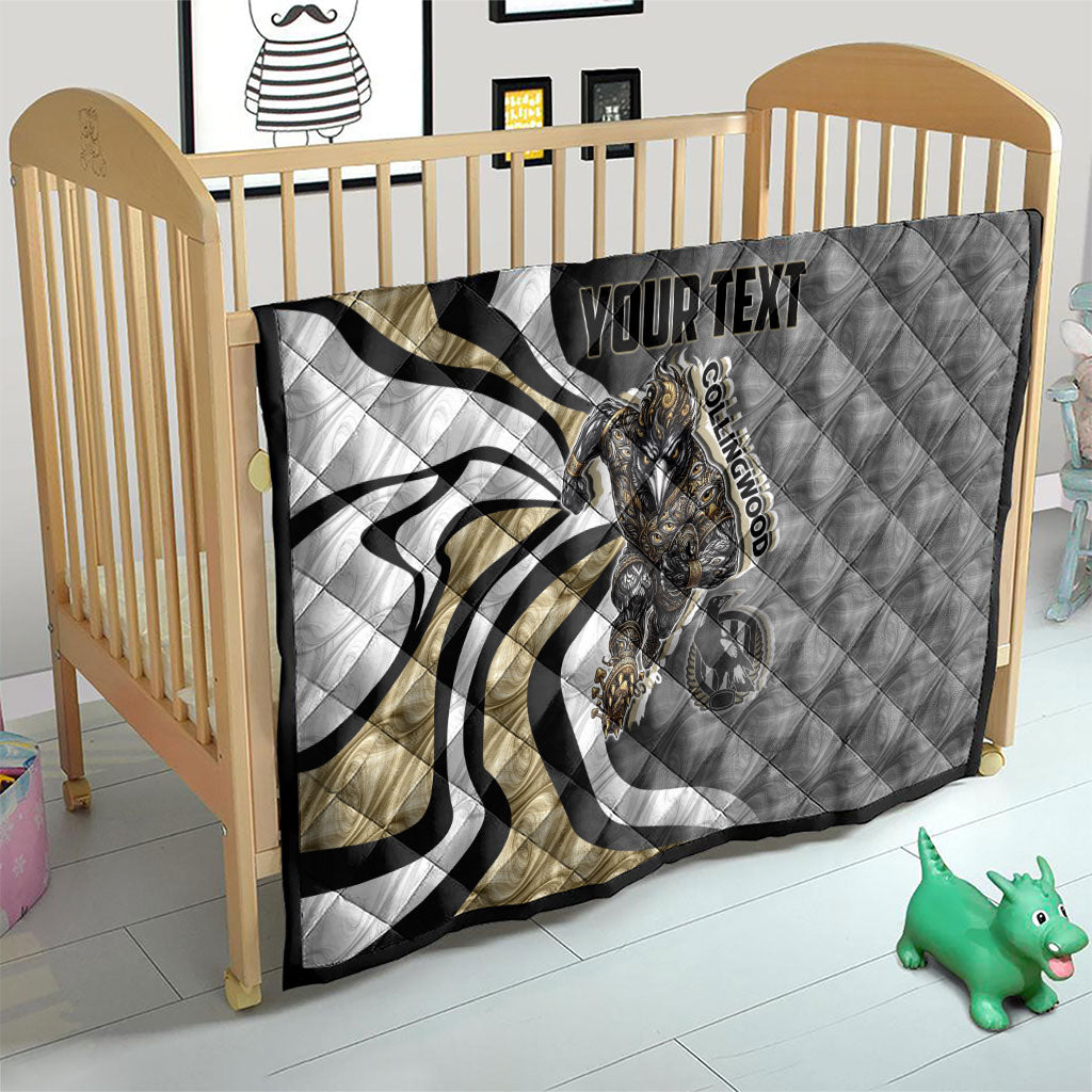 Personalised Collingwood Magpies Quilt Trippy Psychedelic Abstract Art Mascot Football Fans