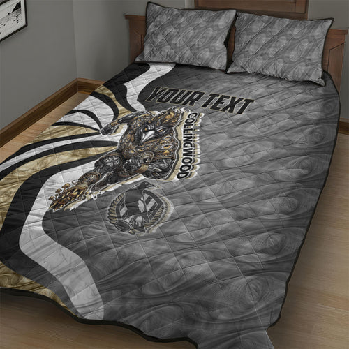 Personalised Collingwood Magpies Quilt Bed Set Trippy Psychedelic Abstract Art Mascot Football Fans