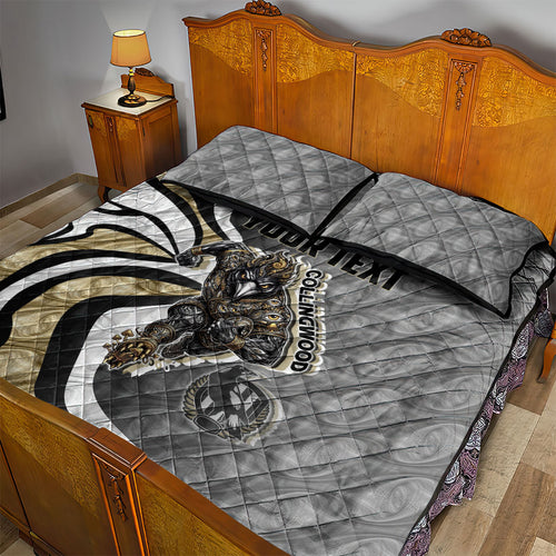Personalised Collingwood Magpies Quilt Bed Set Trippy Psychedelic Abstract Art Mascot Football Fans