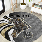 Personalised Collingwood Magpies Round Carpet Trippy Psychedelic Abstract Art Mascot Football Fans
