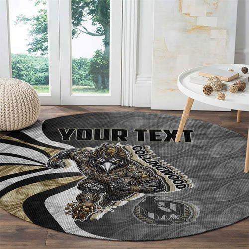 Personalised Collingwood Magpies Round Carpet Trippy Psychedelic Abstract Art Mascot Football Fans