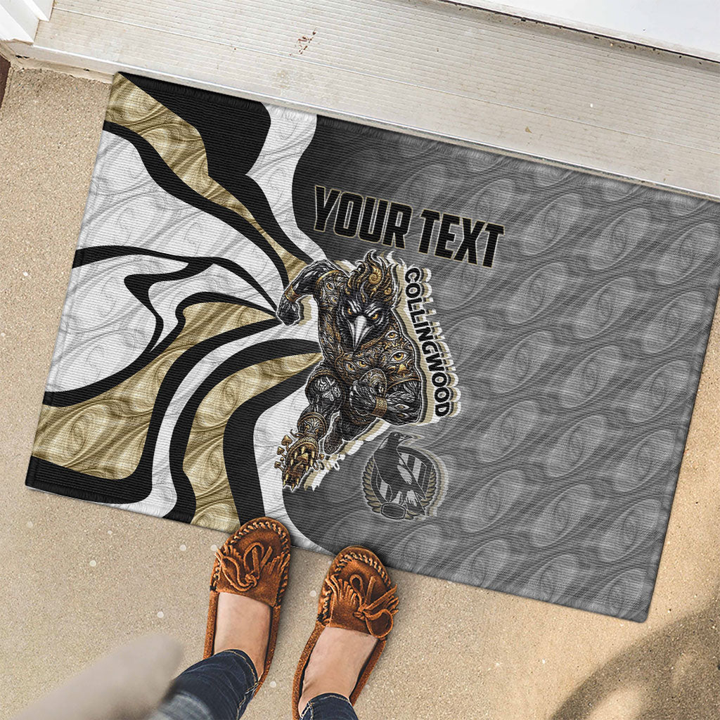 Personalised Collingwood Magpies Rubber Doormat Trippy Psychedelic Abstract Art Mascot Football Fans