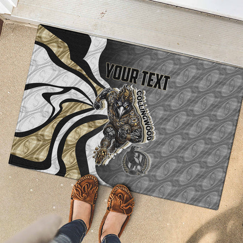 Personalised Collingwood Magpies Rubber Doormat Trippy Psychedelic Abstract Art Mascot Football Fans