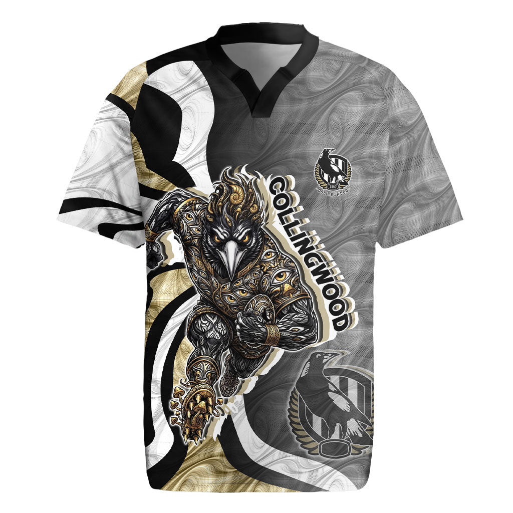 Personalised Collingwood Magpies Rugby Jersey Trippy Psychedelic Abstract Art Mascot Football Fans