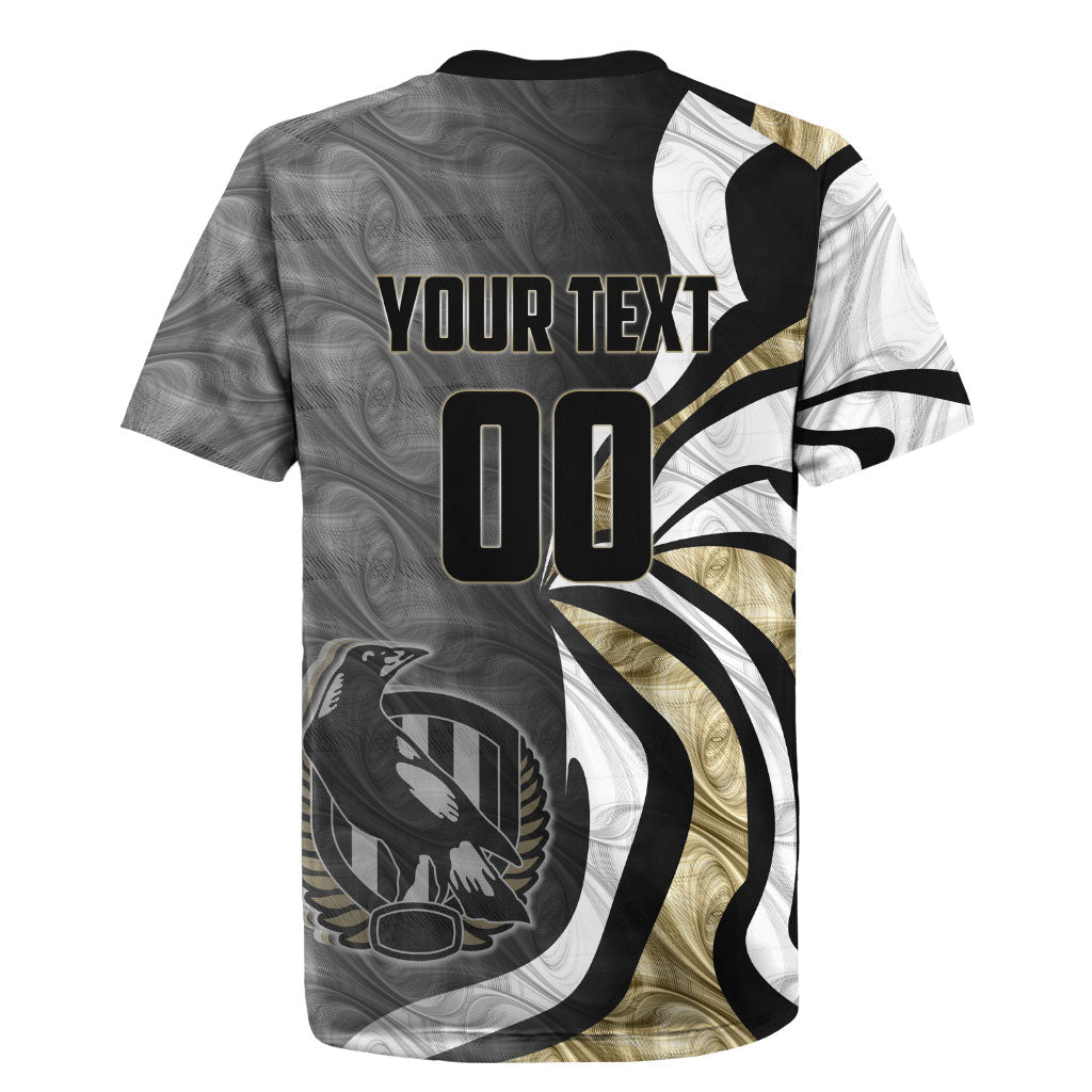 Personalised Collingwood Magpies Rugby Jersey Trippy Psychedelic Abstract Art Mascot Football Fans