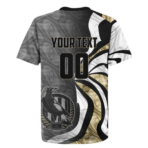 Personalised Collingwood Magpies Rugby Jersey Trippy Psychedelic Abstract Art Mascot Football Fans
