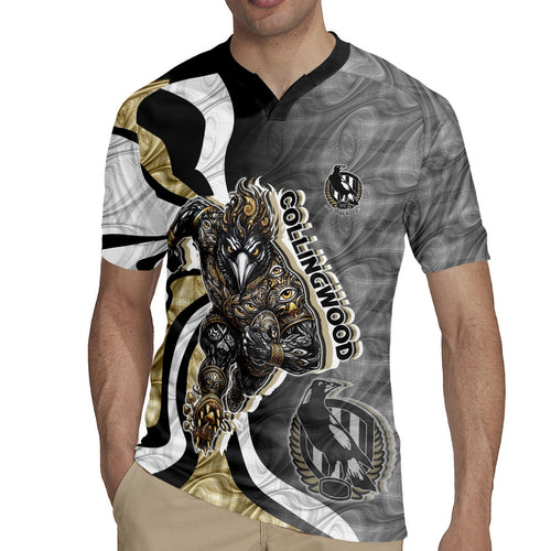 Personalised Collingwood Magpies Rugby Jersey Trippy Psychedelic Abstract Art Mascot Football Fans