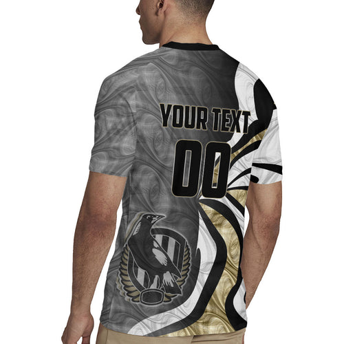 Personalised Collingwood Magpies Rugby Jersey Trippy Psychedelic Abstract Art Mascot Football Fans