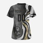 Personalised Collingwood Magpies Scrub Top Trippy Psychedelic Abstract Art Mascot Football Fans