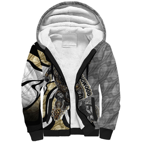 Personalised Collingwood Magpies Sherpa Hoodie Trippy Psychedelic Abstract Art Mascot Football Fans