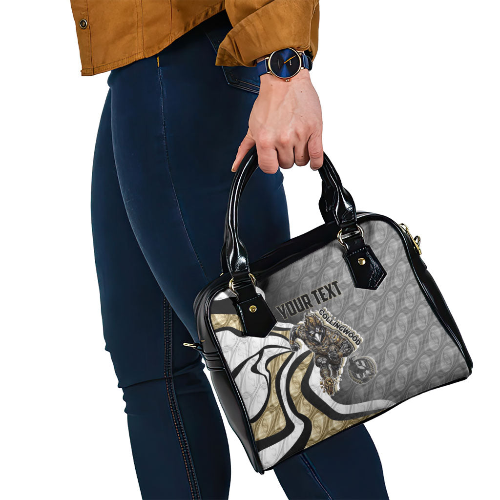 Personalised Collingwood Magpies Shoulder Handbag Trippy Psychedelic Abstract Art Mascot Football Fans