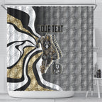 Personalised Collingwood Magpies Shower Curtain Trippy Psychedelic Abstract Art Mascot Football Fans