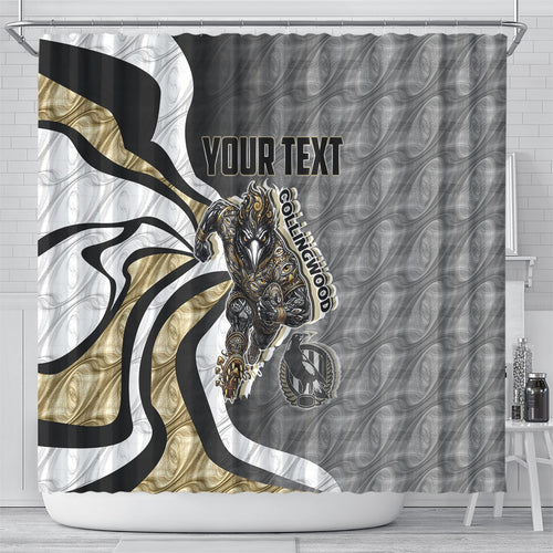 Personalised Collingwood Magpies Shower Curtain Trippy Psychedelic Abstract Art Mascot Football Fans