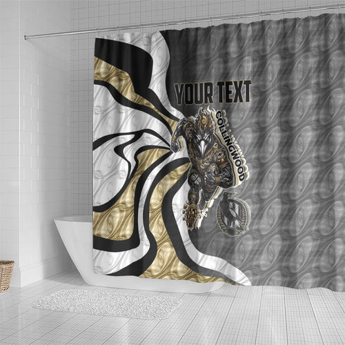 Personalised Collingwood Magpies Shower Curtain Trippy Psychedelic Abstract Art Mascot Football Fans