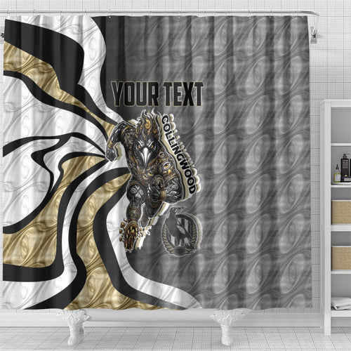Personalised Collingwood Magpies Shower Curtain Trippy Psychedelic Abstract Art Mascot Football Fans