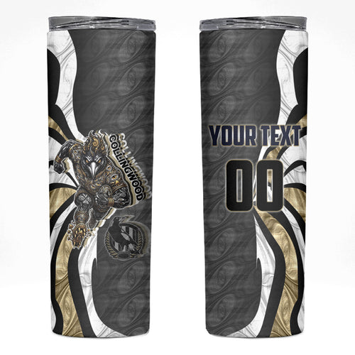 Personalised Collingwood Magpies Skinny Tumbler Trippy Psychedelic Abstract Art Mascot Football Fans