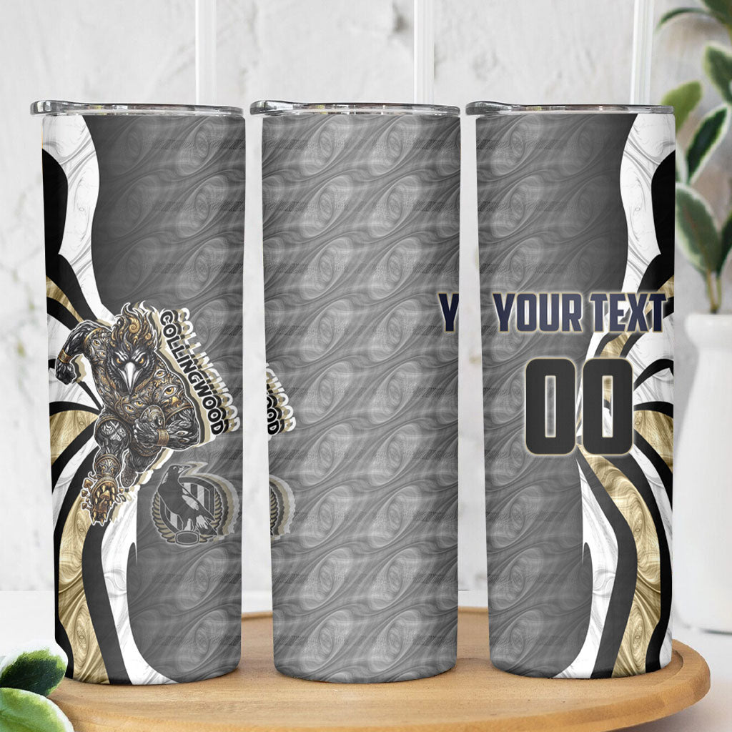 Personalised Collingwood Magpies Skinny Tumbler Trippy Psychedelic Abstract Art Mascot Football Fans