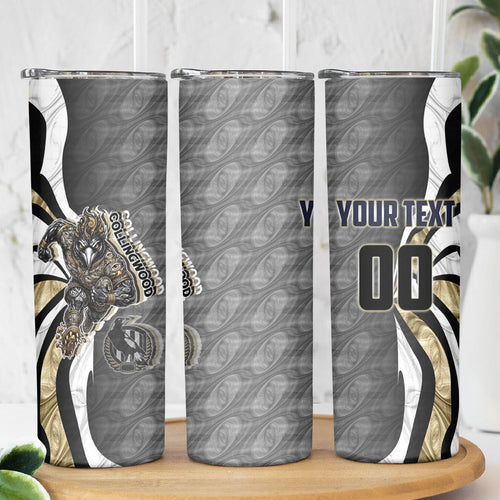 Personalised Collingwood Magpies Skinny Tumbler Trippy Psychedelic Abstract Art Mascot Football Fans