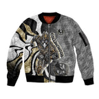 Personalised Collingwood Magpies Sleeve Zip Bomber Jacket Trippy Psychedelic Abstract Art Mascot Football Fans