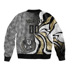 Personalised Collingwood Magpies Sleeve Zip Bomber Jacket Trippy Psychedelic Abstract Art Mascot Football Fans