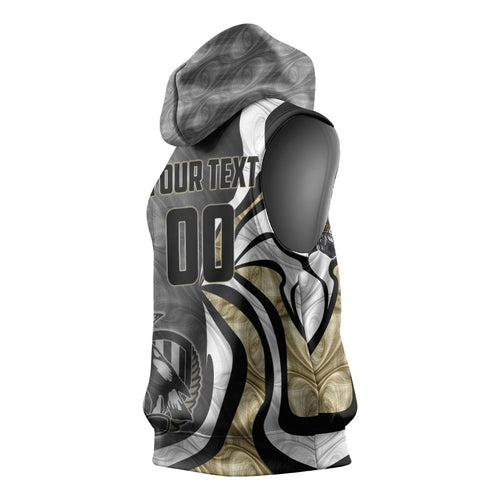 Personalised Collingwood Magpies Sleeveless Hoodie Trippy Psychedelic Abstract Art Mascot Football Fans