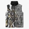 Personalised Collingwood Magpies Sleeveless Puffer Jacket Trippy Psychedelic Abstract Art Mascot Football Fans